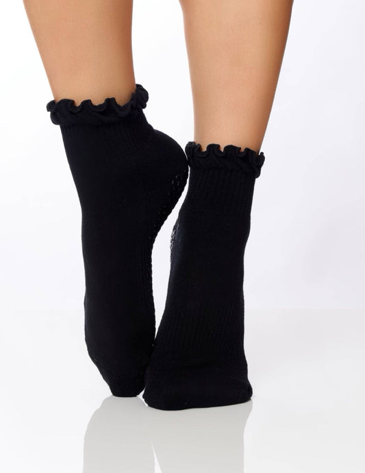 The Ruffle Grip Sock Black