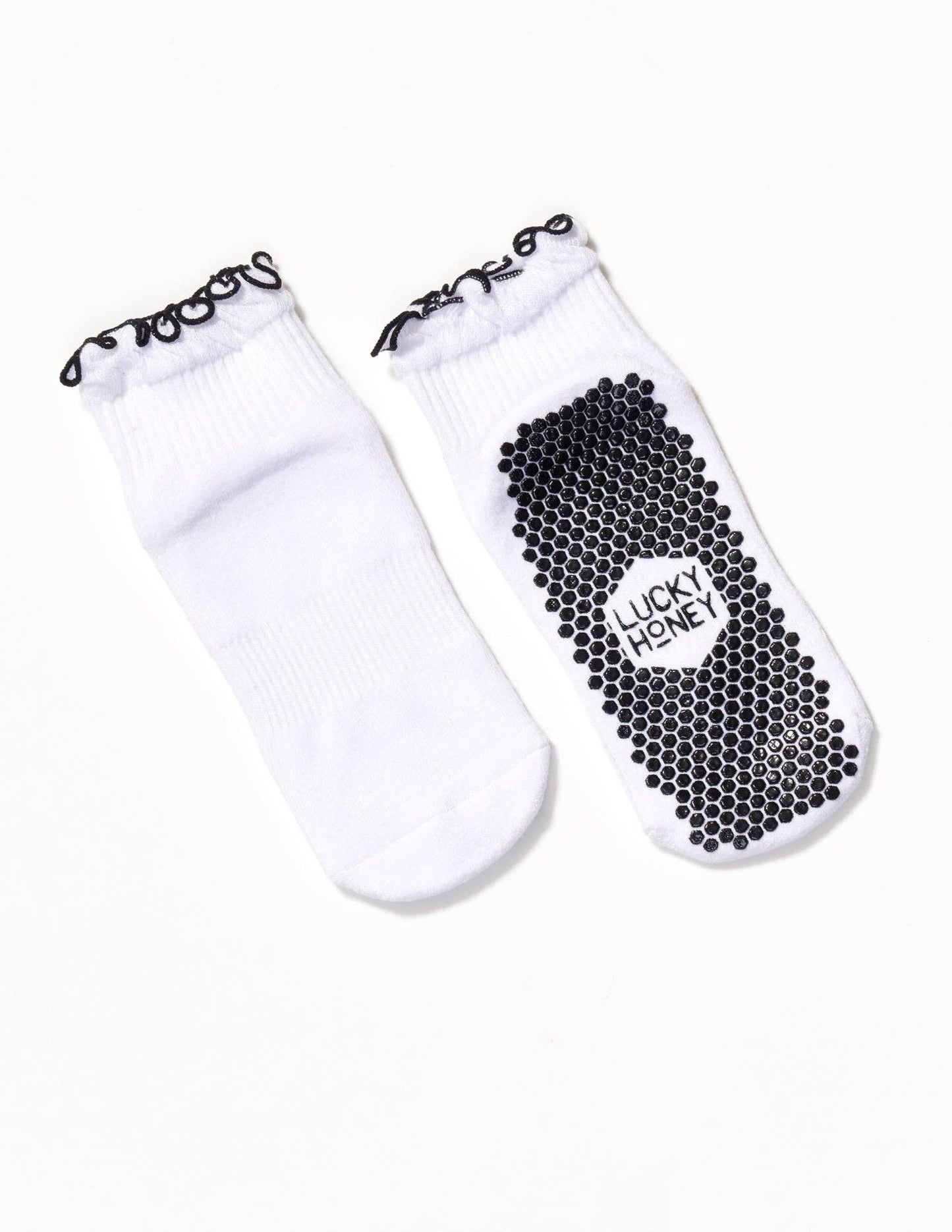 The Ruffle Grip Sock White