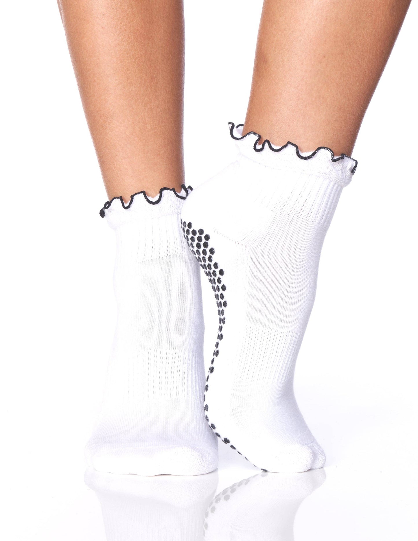 The Ruffle Grip Sock White