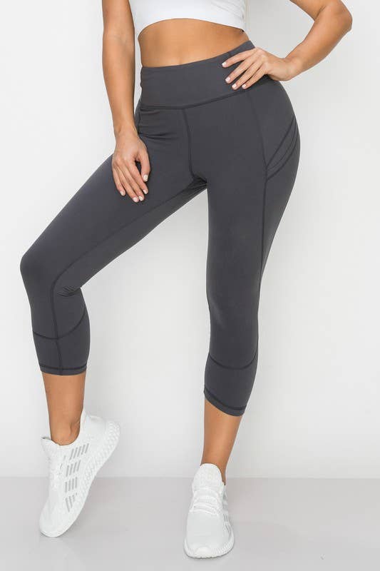 High Waist Capri Yoga Pants With Side Pockets