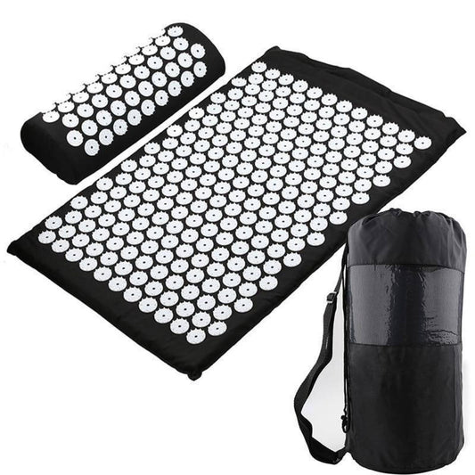 Acupressure Mat & Pillow Set|Massage Yoga Mat|Acupunctur Mat: Black